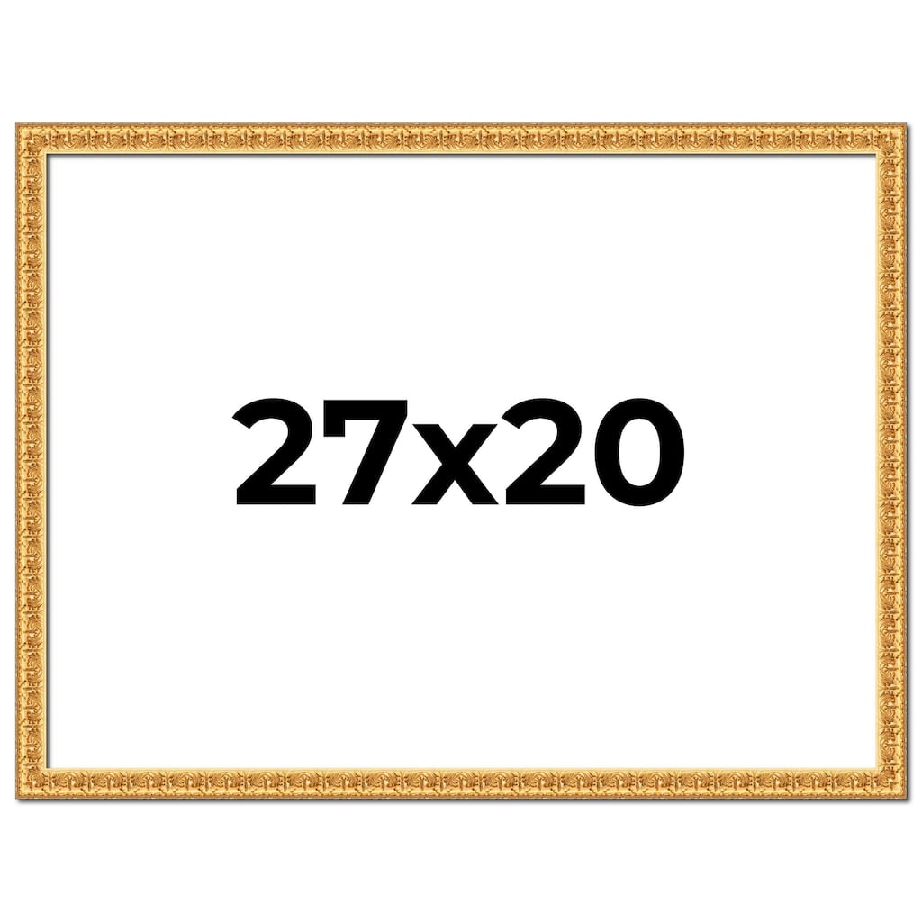 27x20 Frame Gold Real Wood Picture Frame Width 1 inches | Interior