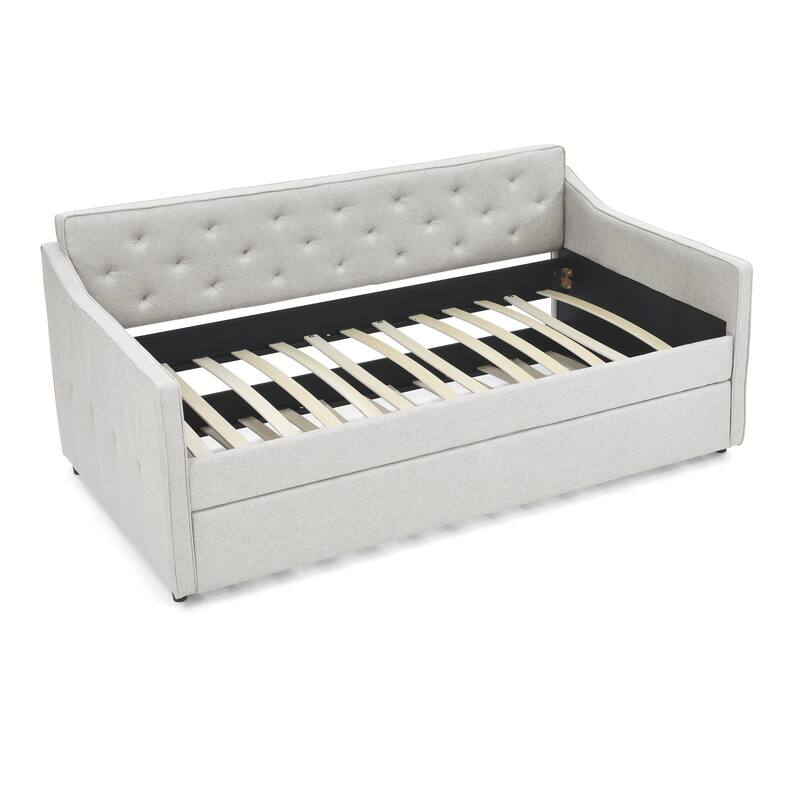Twin Size Daybed with Twin Size Trundle Upholstered Tufted Sofa Bed