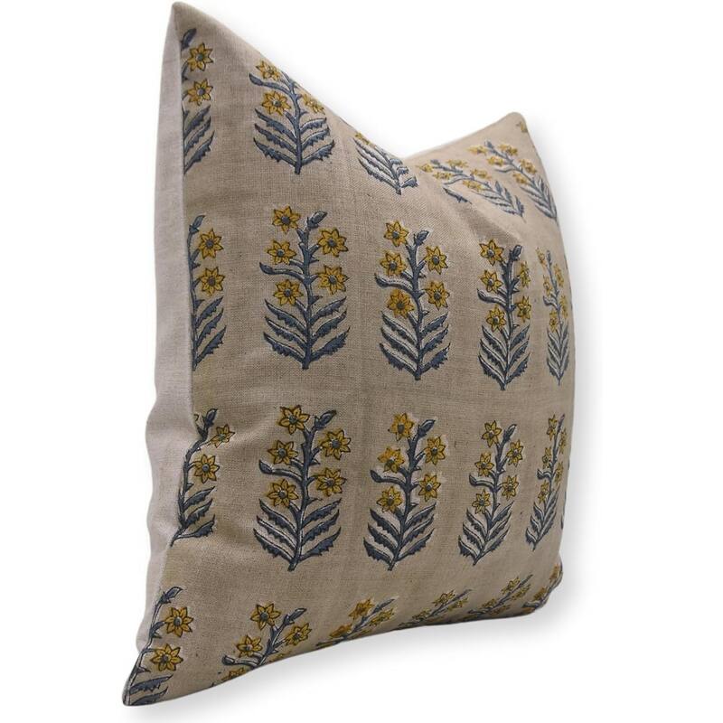 Fabdivine Linen Square Block print pillow Cover