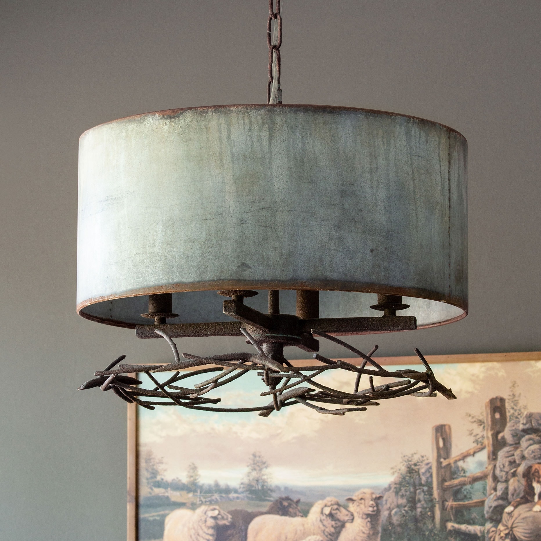 Metal twig chandelier on sale