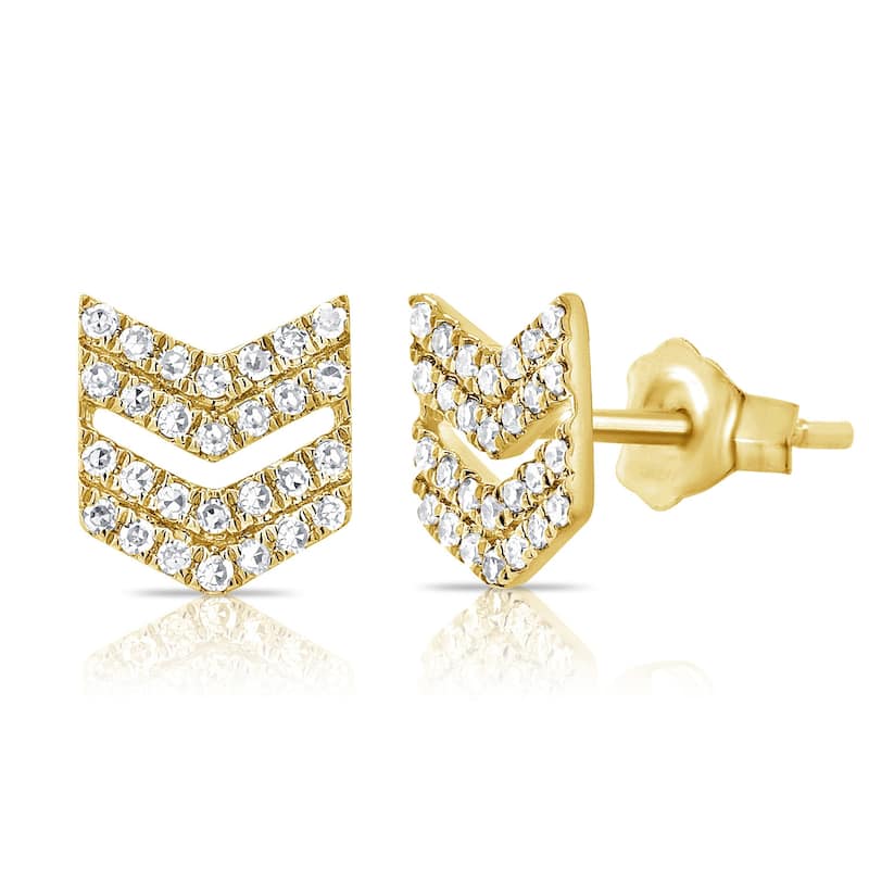 Joelle Collection Diamond Arrow Stud Earrings 14K Gold - Yellow