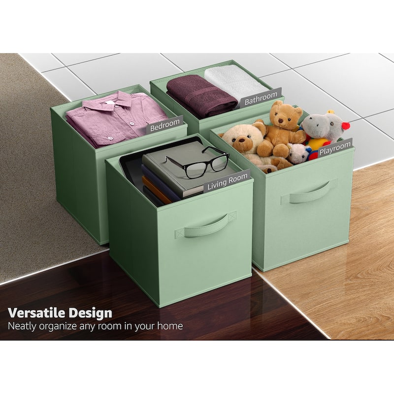 Sorbus Foldable Storage Cubes - 6 Pack Sage Green, Fabric, Foldable, Storage and Organization Bins