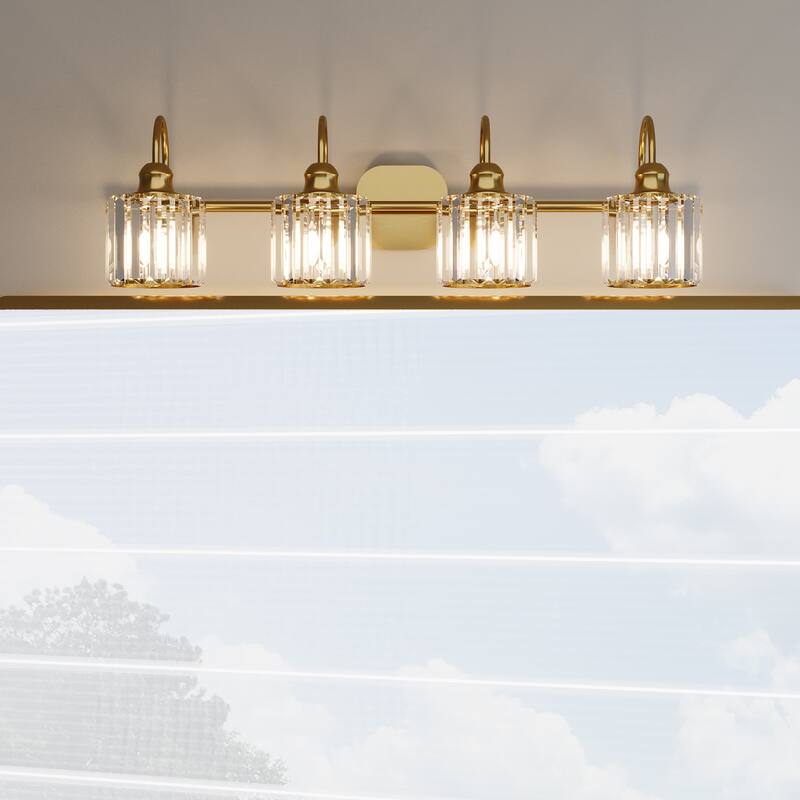 ExBrite Modern Rose Gold Dimmable Bathroom Crystal Vanity Lights