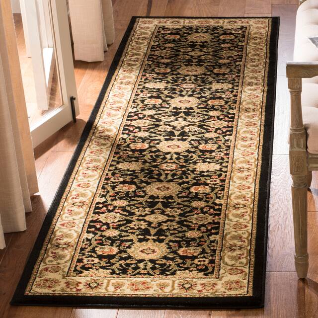 SAFAVIEH Lyndhurst Ambrogina Traditional Area Rug - 2'3" x 8' Runner - Black/Ivory