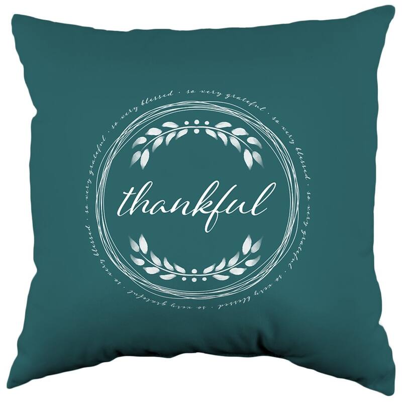 So Very Grateful Double Sided Pillow - Teal