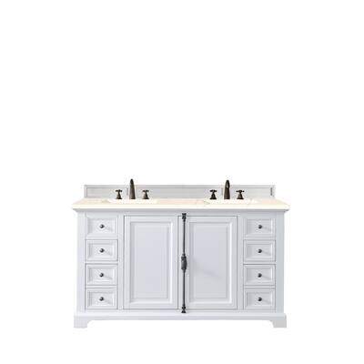 Providence 60" Double Vanity Cabinet, Bright White