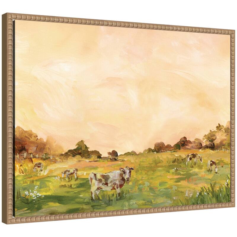 Kate and Laurel AQ Cows by Annie Quigley Framed Canvas Wall Art Print - 24 x 18