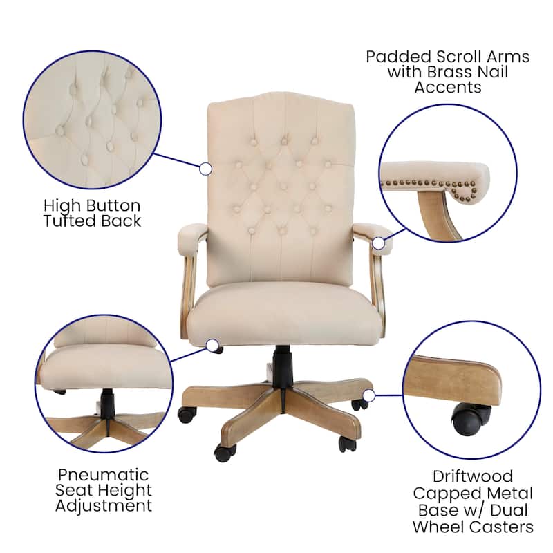 Upholstered Brown Swiveling Executive Office Armchair