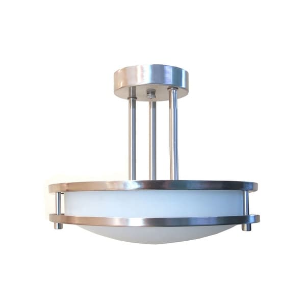 HomeSelects International 6103 Saturn 2-Light 12" Wide Semi-Flush Bowl Ceiling Fixture - Brushed nickel