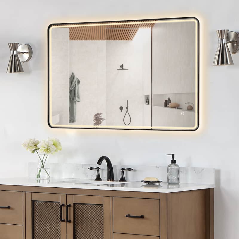 Altair Viaggi Rectangle Framed LED Lighted Wall Mirror