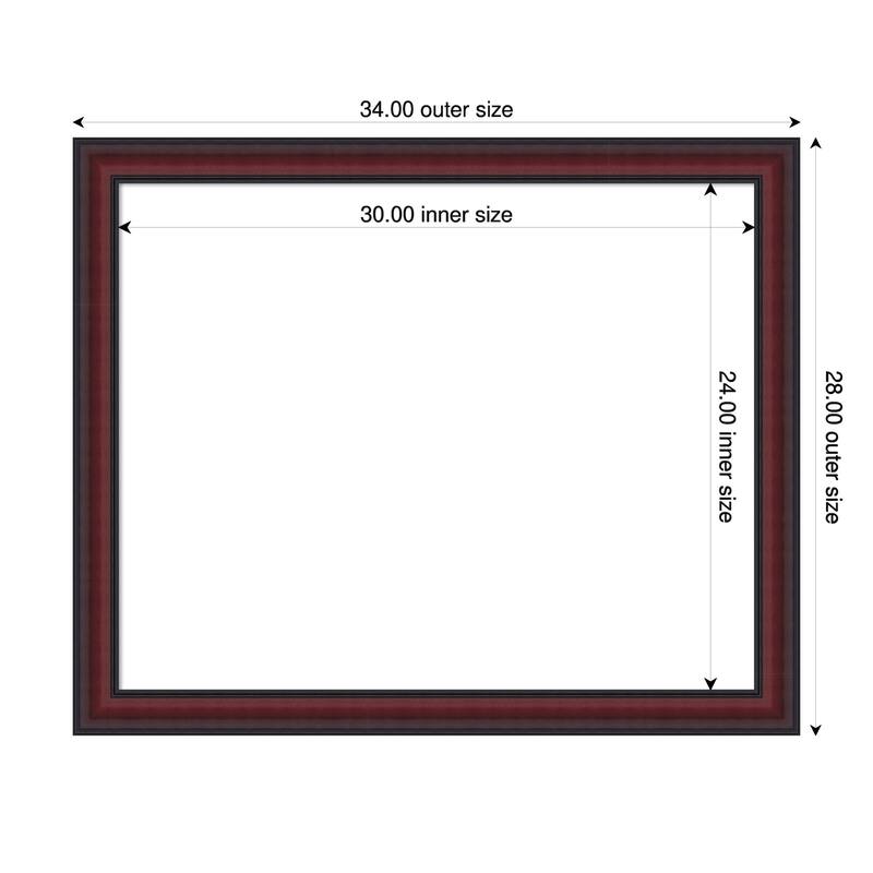 Dalat Framed Dry Erase Magnetic Board - 34 x 28 in - Dalat Cherry
