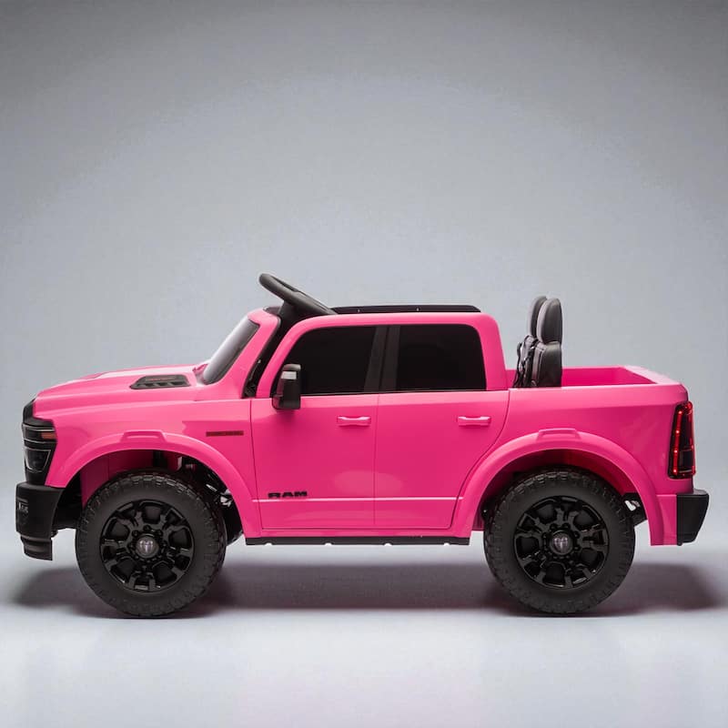 24V Licensed Dodge RAM 2500 Kids Ride On Truck with Remote, 2-Seater, Bluetooth Music, USB/MP3, Dual Motor & Suspension