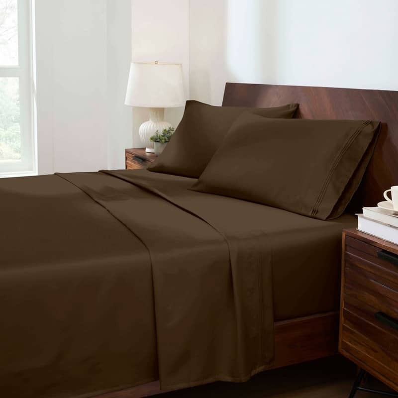 Blue Nile Mills Egyptian Cotton 1450 Thread Count Eco-Friendly Solid Sheet Set - Mocha - King