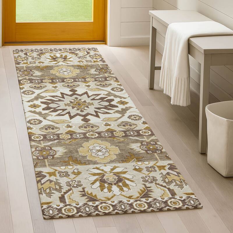 Machine Washable Indoor/ Outdoor Traditional Aspen Chantille Rug