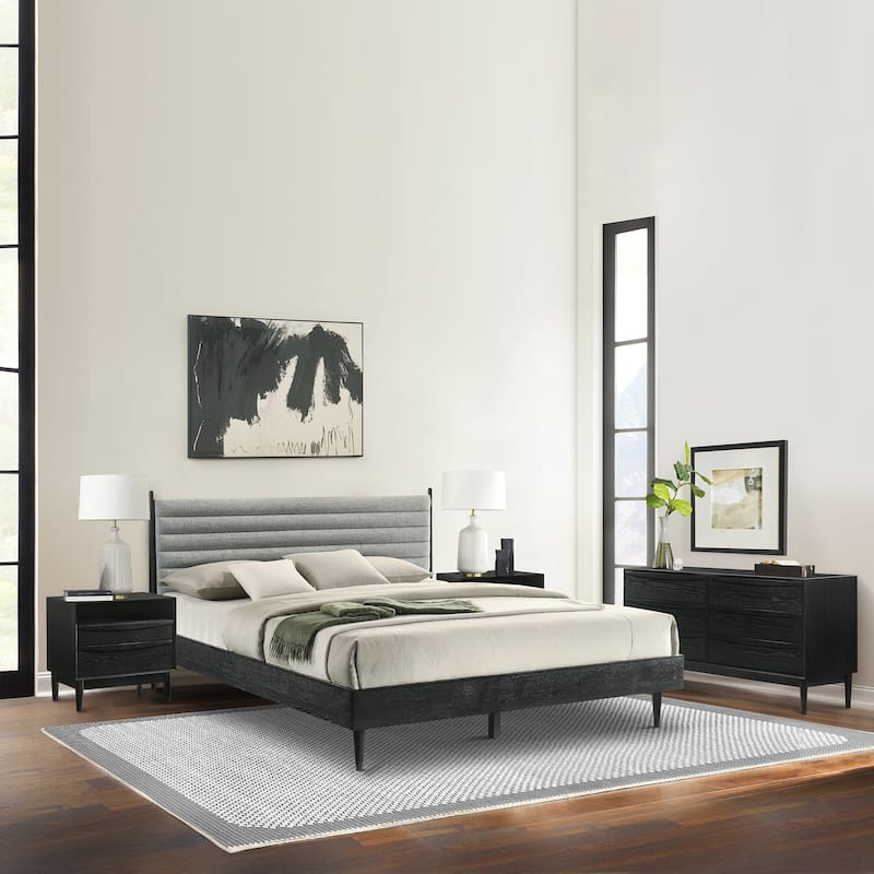 Artemio Mid-Century Black or Walnut Wood 6 Drawer Double Dresser
