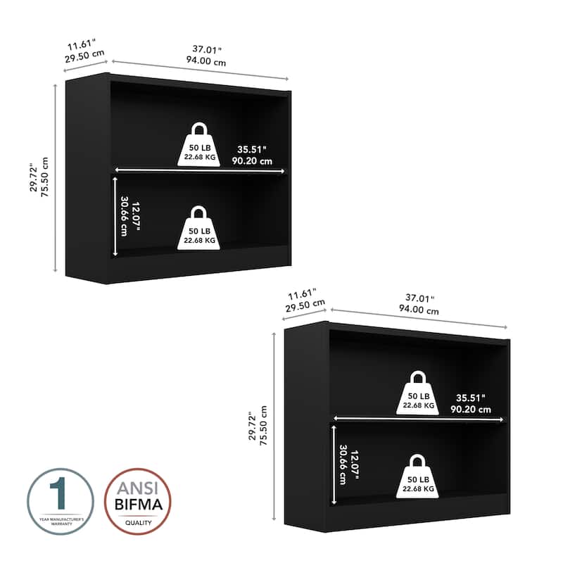 Universal Small 2 Shelf Bookcase Storage - Set of 2 by Bush Furniture.