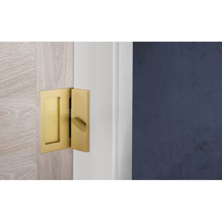 Emtek 222203 Modern Rectangular Barn Door Privacy Lock and Flush Pull