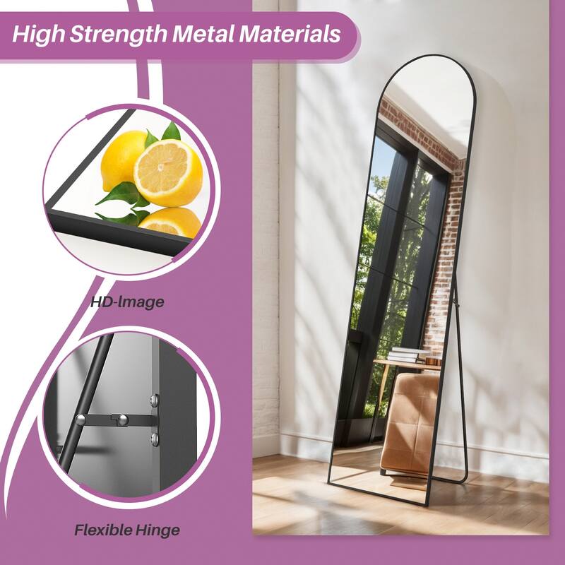 Full Length Mirror with Stand, Floor Mirror with Aluminum Alloy Frame for Bedroom, Standing Full Body Mirror for Wall, Cloakroom