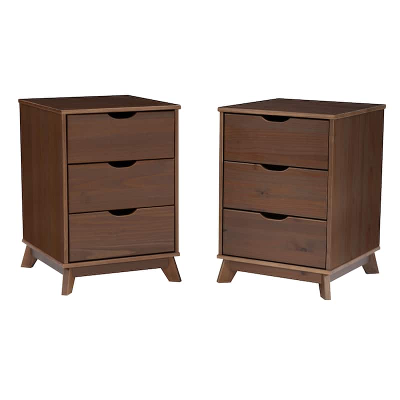 Purcell Pine Wood 3-Drawer Nightstand (Set of 2)