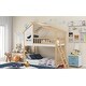 preview thumbnail 3 of 16, Twin Over Twin Bunk Bed Wood House Bed with Ladder and Storage Rack