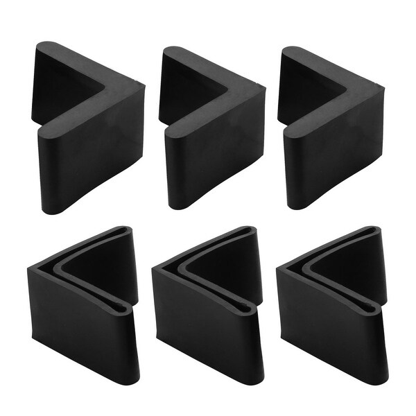 Furniture Angle Iron Foot Pads L Shaped Rubber Leg Covers Protectors 25 x 25mm 6 Pcs Black