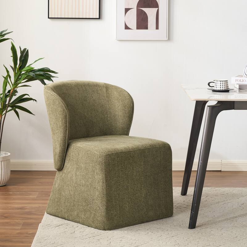 Christopher Knight Home - Eddie Modern Block Silhouette Upholstered Dining Chair with Metal Frame, Versatile Home Use - Olive Green - 1-Piece