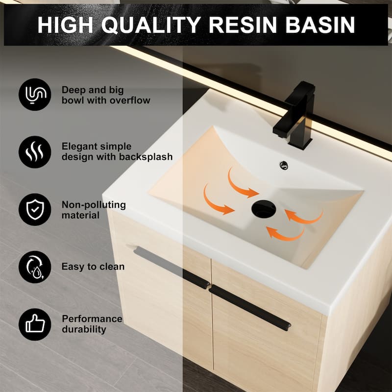 Bathroom Vanity with resin Countertop Sink