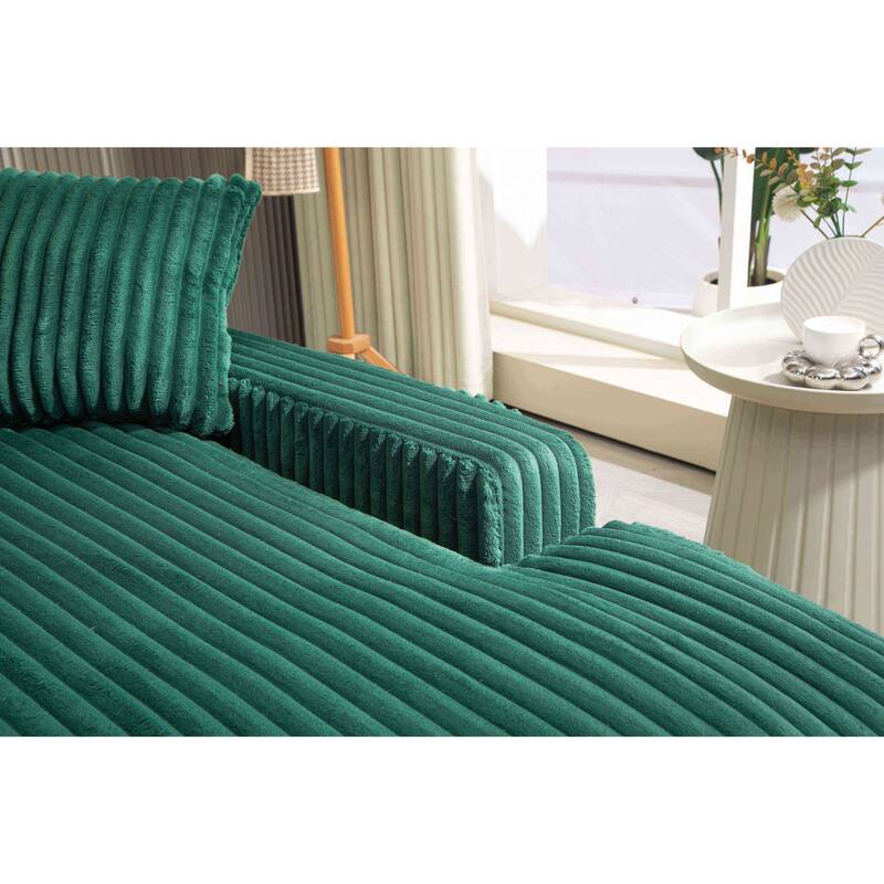 Corduroy lazy sofa bed Living room deep seat sofa with 3 back pillows