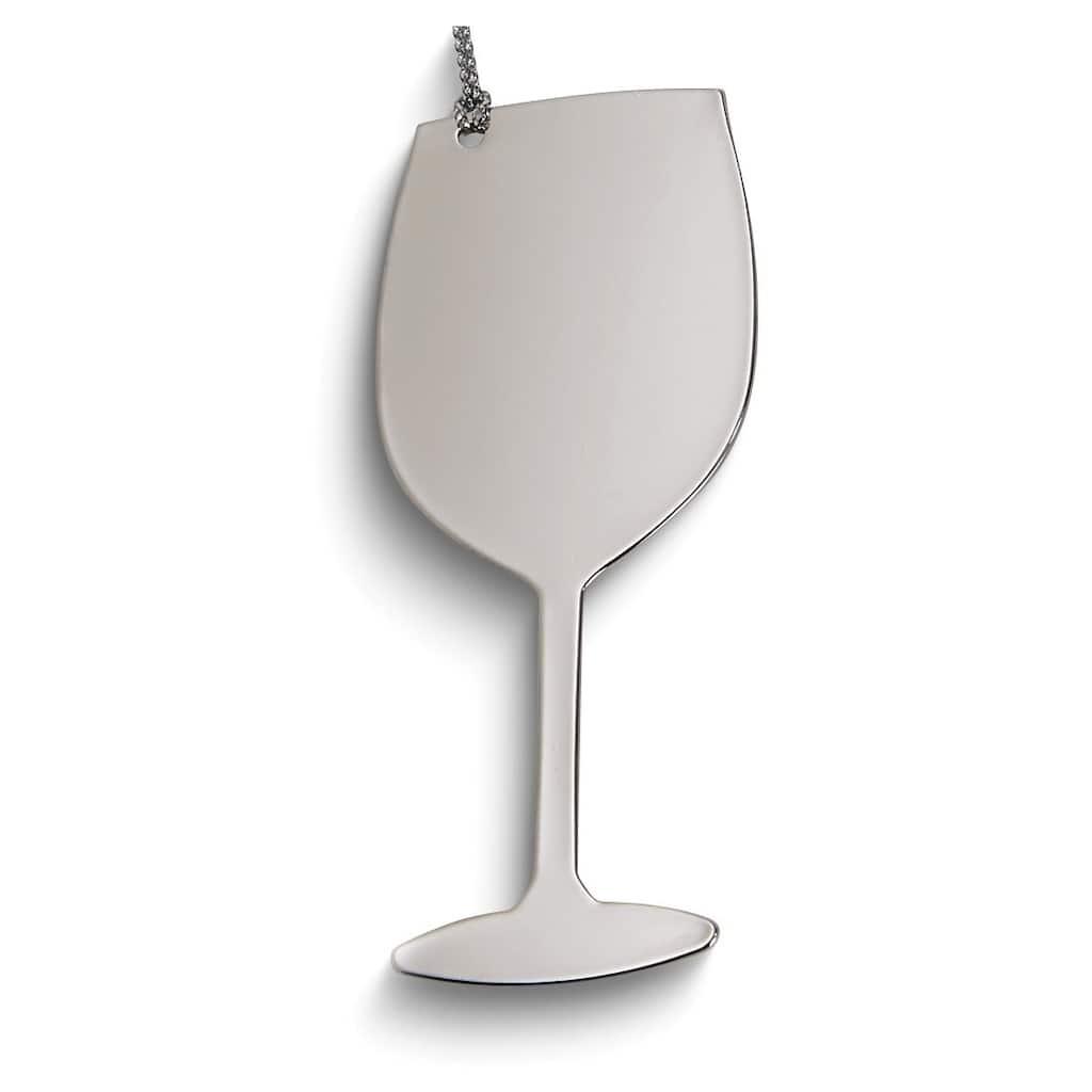 Curata Nickel-Plated Silver-Tone Metal Wine Glass Ornament