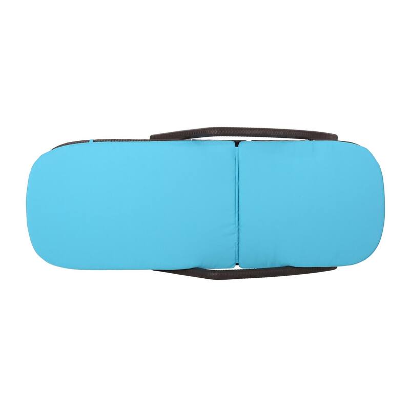 Outdoor polypropylene resin chaise lounge with armrests and cushions