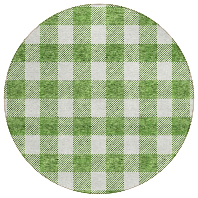 Machine Washable Indoor/ Outdoor Chantille Plaid Rug