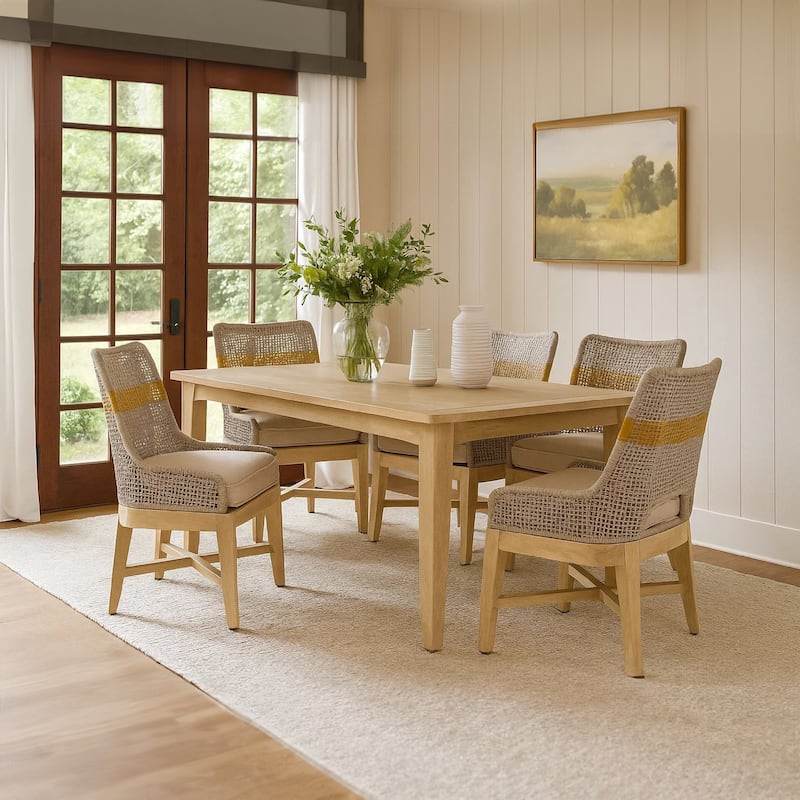 Avira Dining Chair | Handcrafted Mango Wood | Cotton Rope Weaving | Beige Cushion