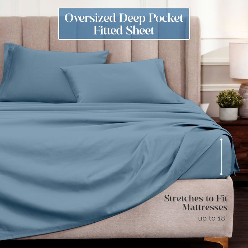 Blue Nile Mills 1500 Thread Count Egyptian Cotton Deep Pocket Solid Sheet Set