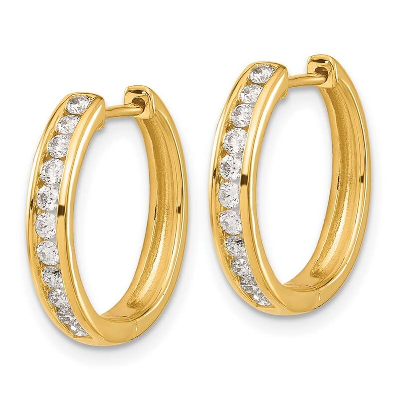Curata 14k Diamond Hinged Hoop Earrings - 16x18mm Wide 2mm Thick