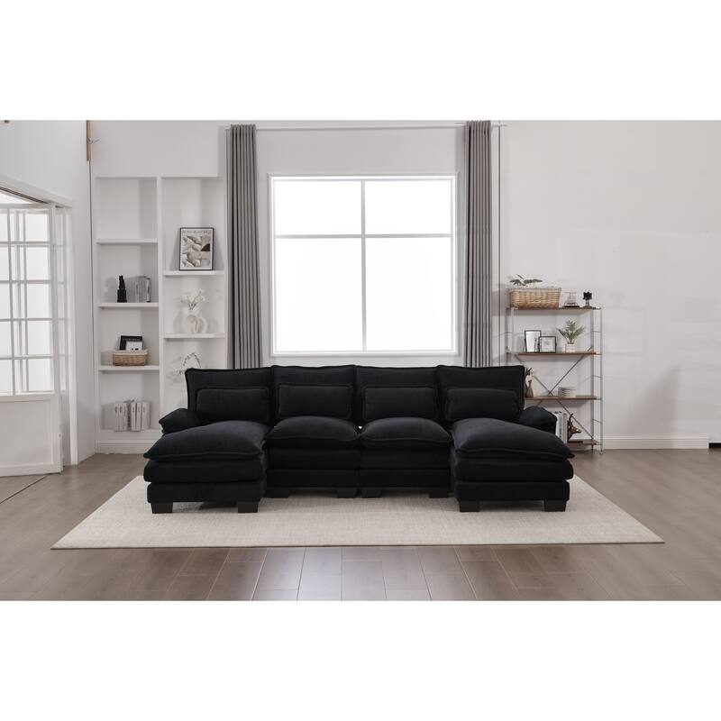 GDFStudio - U Shaped 110" Chenille Modular Cloud Sectional Couches