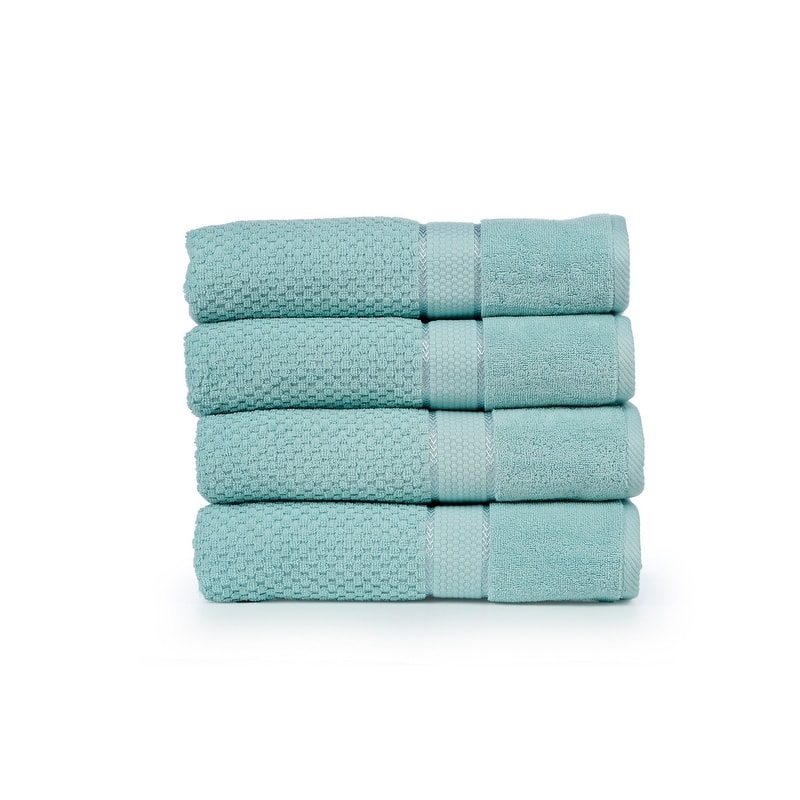Hand Towel Popcorn Textured- Quick Drying 18 X 28 Inch by Ample Decor - 4 Pcs - Mint Green