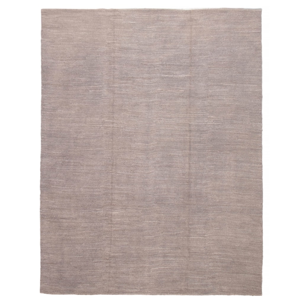 ECARPETGALLERY Flat-Weave Natural Grey Wool Tapestry Kilim - 9'11 x 12'2