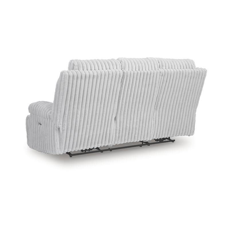 Signature Design by Ashley Technique White Power Reclining Sofa with Drop Down Table - 90"W x 42"D x 46"H
