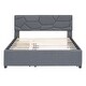 preview thumbnail 18 of 28, Linen Fabric Platform Bed with Brick Pattern Headboard, with Twin XL Trundle and 2 Drawers, Queen Size