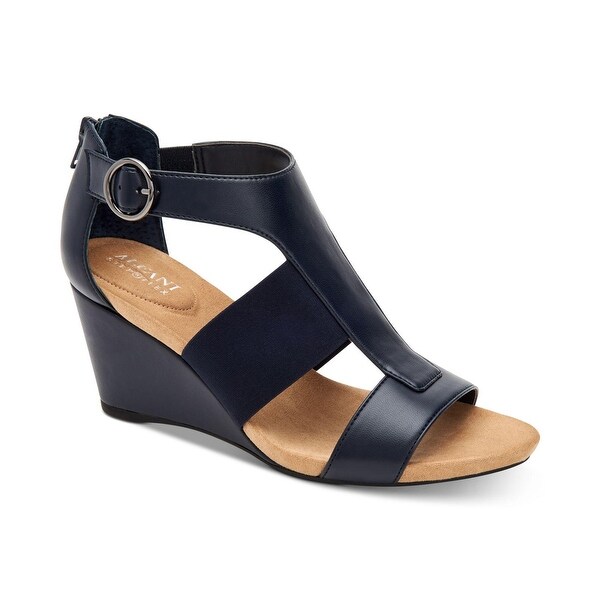 Alfani Womens Pearcee Leather Open Toe Casual Platform Sandals