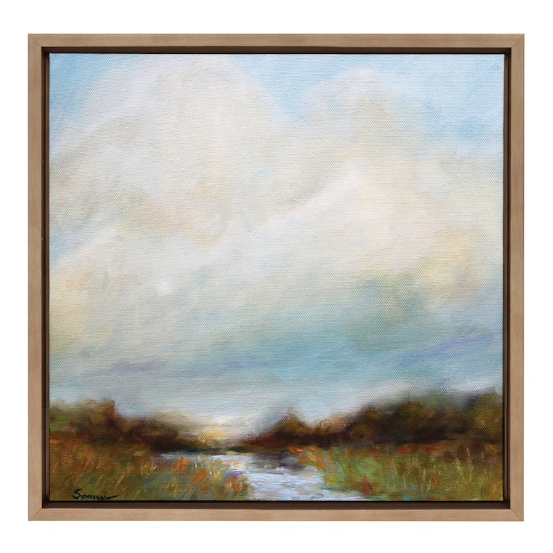 Kate and Laurel Sylvie Tranquility Framed Canvas by Mary Sparrow