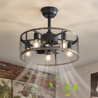 Classic Ceiling Fan Light with Lighting and 6 Speed Settings, Reversible DC Motor for Bedroom and Living Room
