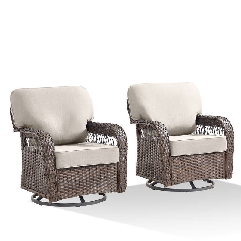 Pocassy Patio Outdoor Sofa Ottoman with Swivel Chair Table