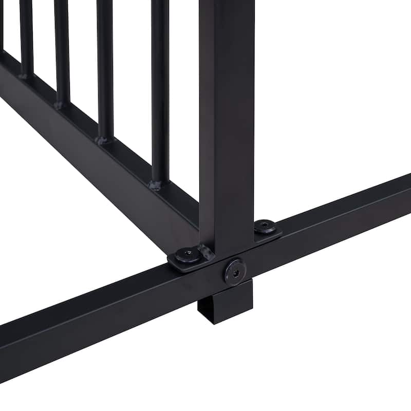 Metal Double Twin House Platform Bed with Guardrail