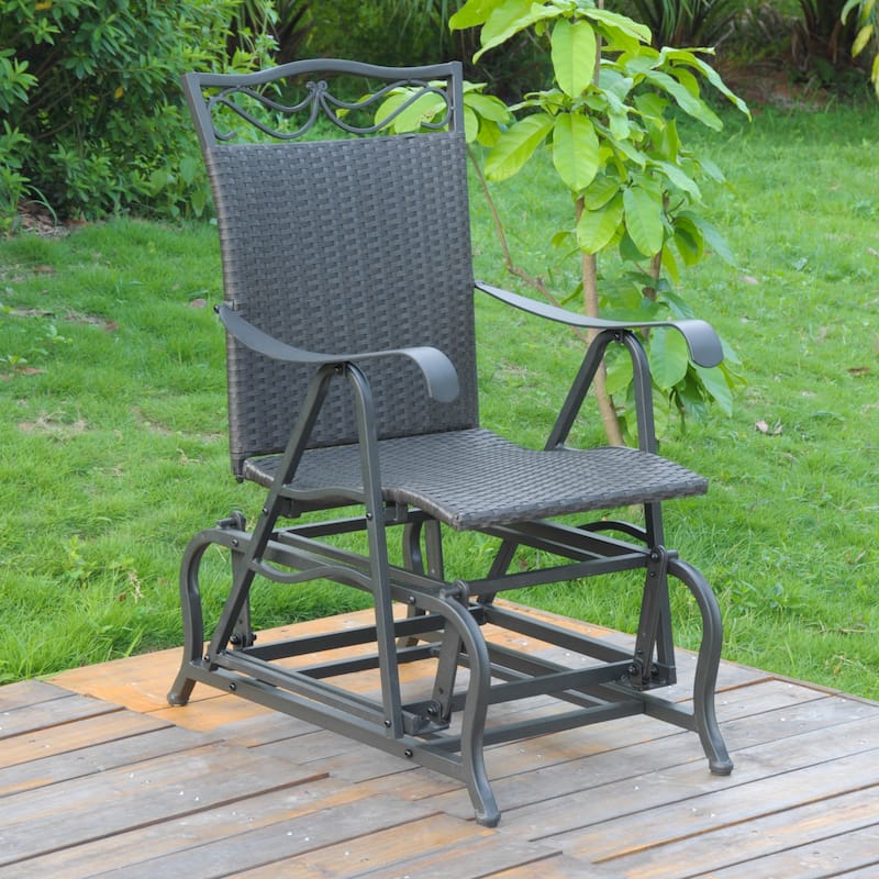 Valencia Resin Wicker Glider Chair - Antique Black
