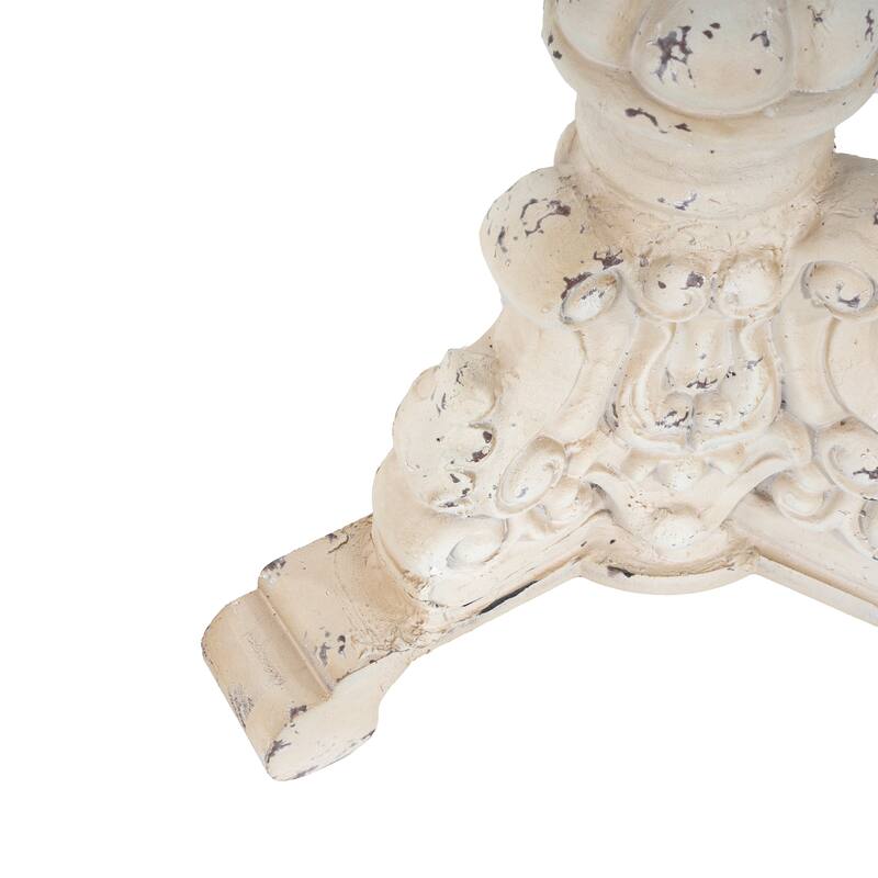 Accent Coffee Table, Antique Pedestal Table, Solid Wood Top with MGO Base for Living Room