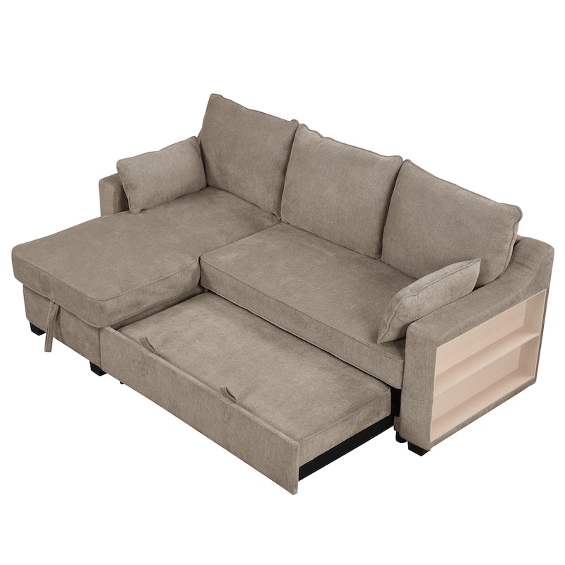 MERAX L-Shaped Couch Convertible Sofa Bed with Storage Chaise
