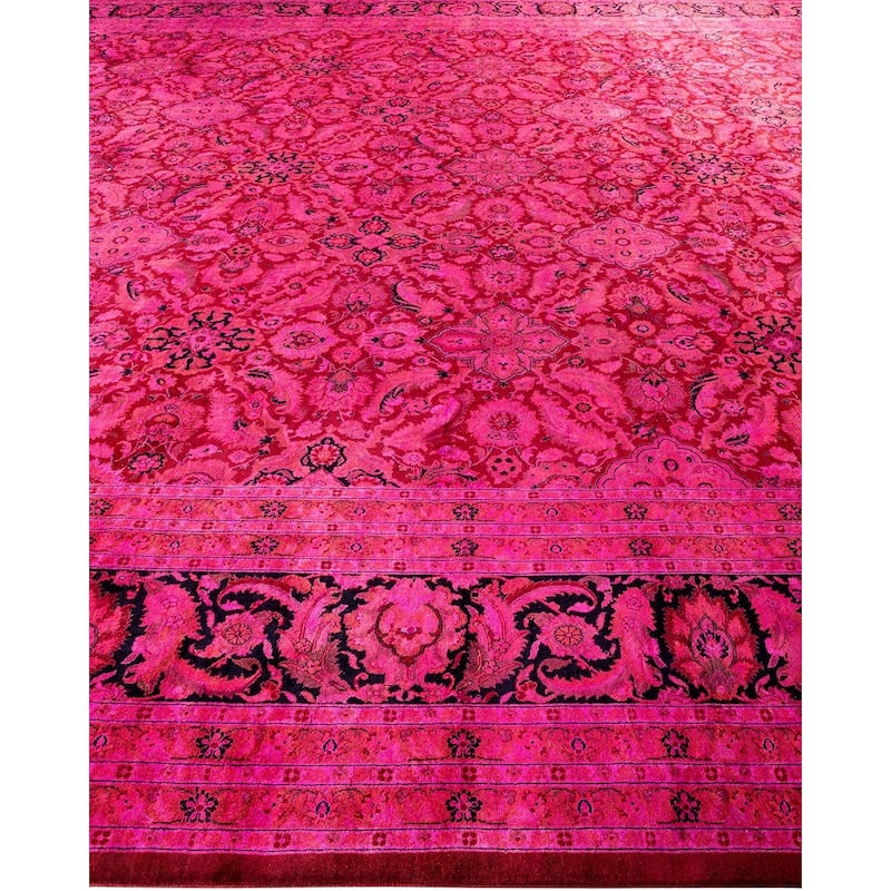 Overton Handknotted Wool Vintage Inspired Contemporary Overdyed Purple Area Rug - 17' 8" x 12' 3"