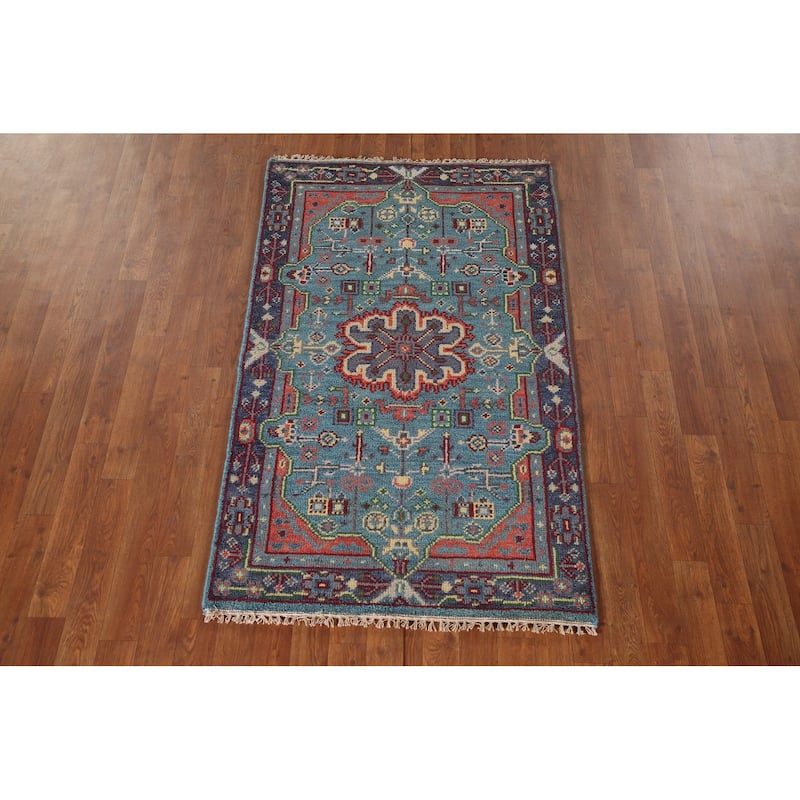 Blue Heriz Serapi Oriental Accent Rug Wool Carpet - 2'11"x 4'11"