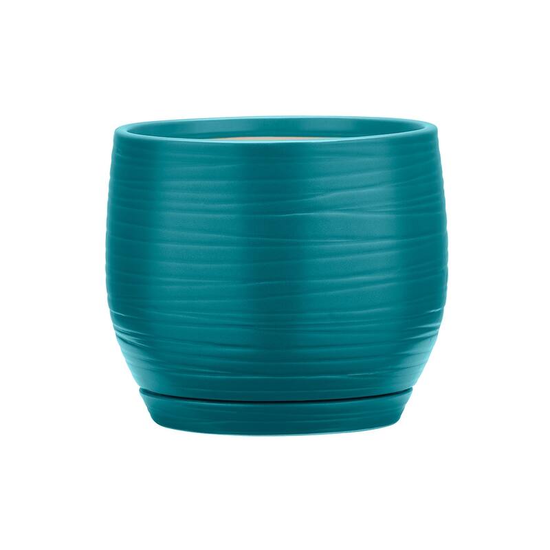 Southern Patio Jasper Teal Ceramic 6.3-inch Planter